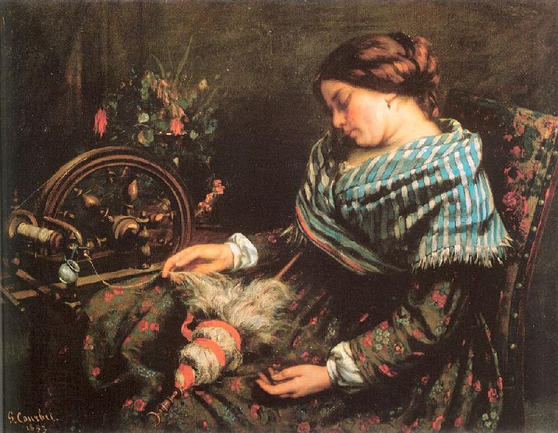 Courbet, Gustave The Sleeping Spinner oil painting picture